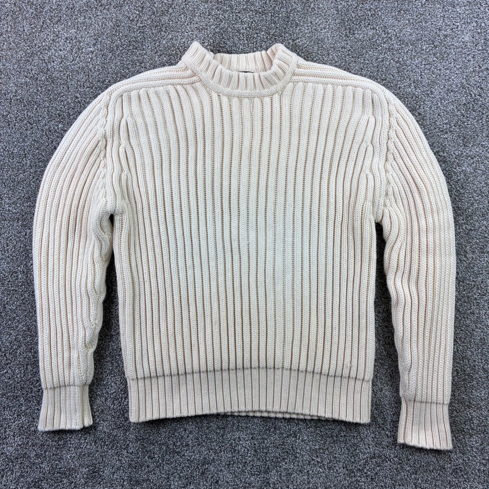 Orvis‎ Sweater Women's Large Cream Off White Fisherman Ribbed Chunky Knit